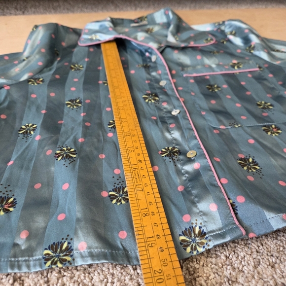 Free People Intimately Pajama Party Sleep Satin PJ Top in Hazy Blue Size Small - Picture 12 of 14